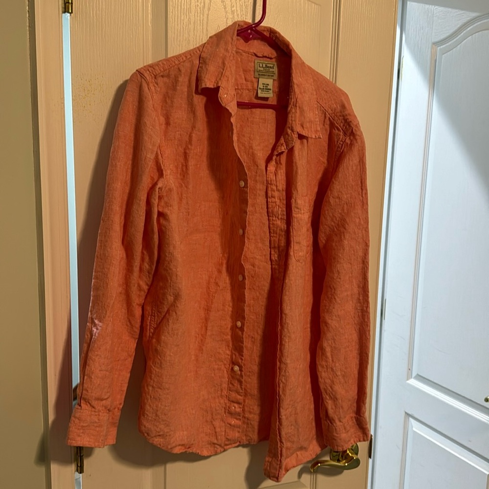 Men’s LL Bean salmon Medium-regular button down